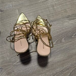 Pretty little thing Gold Strappy Heels